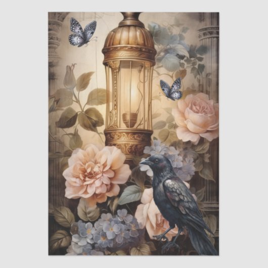 Intrigerende Fantasy Gothic Raven & Girl Tissuepapier (Voorkant)