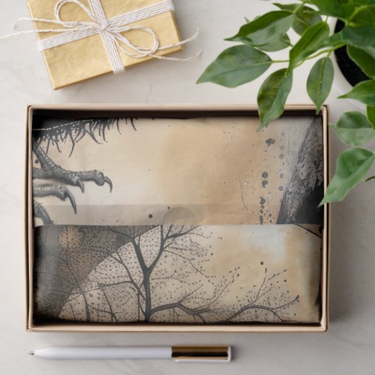 Intrigerende Fantasy Gothic Raven & Girl Tissuepapier (Geschenk)