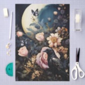 Intrigerende Fantasy Gotische Raaf & Bloemen Tissuepapier (Craft)