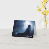 Intrigerende Siberische Kat bij Nacht Kaart (Gele Bloem)