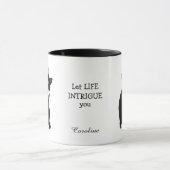 Intriguing Life Black Cat Butterfly Coffee Mok (Midden)