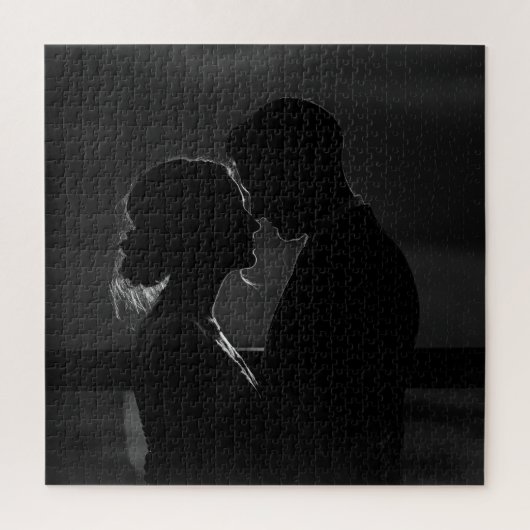 Intrinsieke liefde silhouet in zwart en wit legpuzzel (Verticaal)