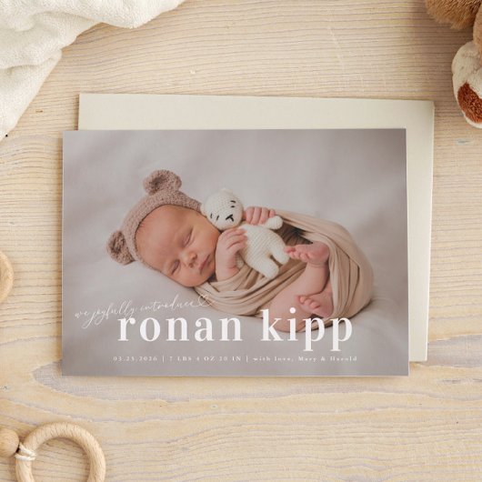 Introduceer vrolijk Bold Name Birth Announcement Aankondiging