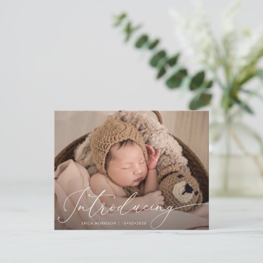 INTRODUCEREN | eenvoudige script geboorteaankondig (Staand voorkant)