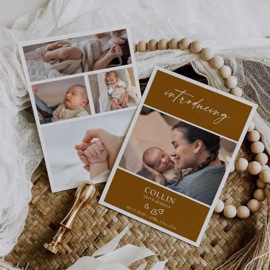 Introducing Baby Photo Collage Announcement Card Kaart
