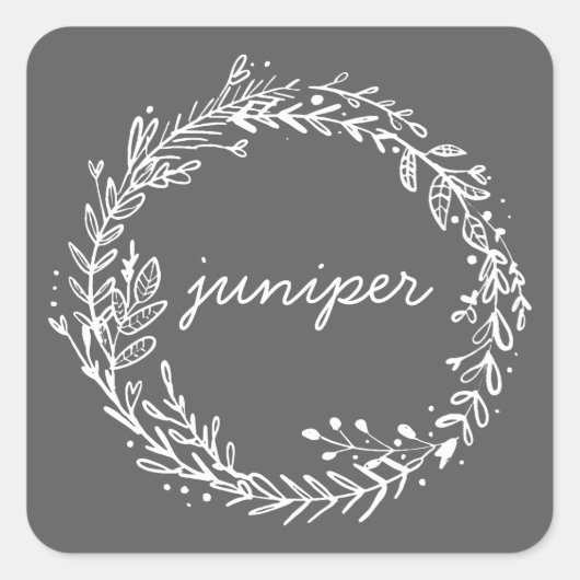 Introducing bloemkrans initiaal naam vierkante sticker (Voorkant)