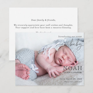 Introducing Our Sweet Baby Photo Announcement Card