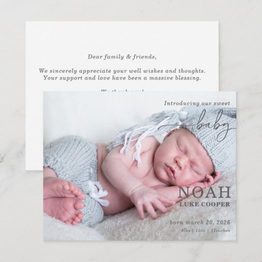 Introducing Our Sweet Baby Photo Announcement Card (Voorkant / Achterkant)