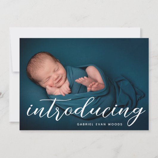 Introducing Personalized Name Photo Collage Birth Aankondiging (Voorkant)