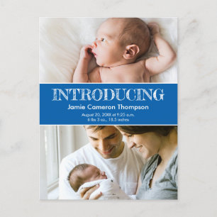 "Introductie" Baby Boy Geboorte Aankondiging Brief