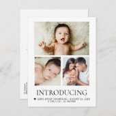 Introductie Baby Custom 3 foto's Modern Heart Briefkaart (Voorkant / Achterkant)