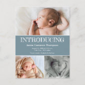 Introductie Baby geboorteaankondiging Foto blauw Aankondigingskaart (Voorkant)