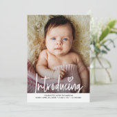 Introductie Baby Girl Foto modern hartscript Bedankkaart (Staand voorkant)