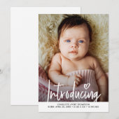 Introductie Baby Girl Foto modern hartscript Bedankkaart (Voorkant / Achterkant)
