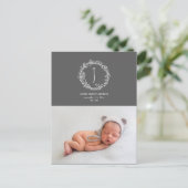 Introductie bloemenkrans fotogeboorte aankondiging briefkaart (Staand voorkant)