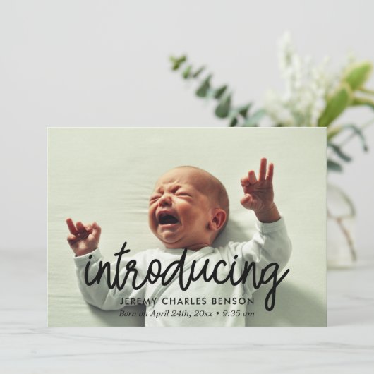 Introductie - Eenvoudige geboorte aankondiging fot (Staand voorkant)