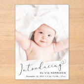 Introductie Foto Acryl Geboorteaankondiging Acryl Uitnodigingen (Voorkant)