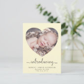 Introductie Foto's Gele Baby Geboorte Aankondigingskaart (Staand voorkant)