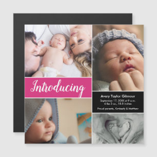 "Introductie"  magnetische Baby Birth Ann Uitnodiging