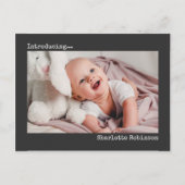 Introductie | Minimalistische nieuwe babyfoto Briefkaart (Voorkant)