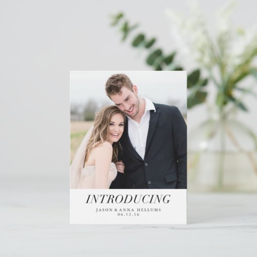 Introductie | Moderne aankondiging van het fotohuw (Staand voorkant)