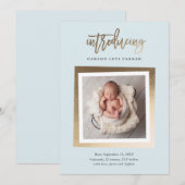 Introductie Moderne Gouden Schrift Baby Foto Geboo Aankondiging (Voorkant / Achterkant)
