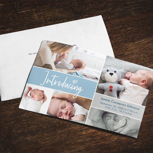 Introductie Pasgeboren baby foto's hart Blauw Gebo Aankondiging