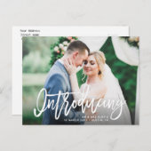 Introductie | Penseel script bruiloft Aankondiging Briefkaart (Voorkant / Achterkant)