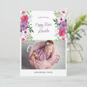 Introductie van 2 foto Paarse roze bloemen Aankondiging (Staand voorkant)