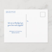 Introductie van Baby Boy Blue Typografie Foto Aankondigingskaart (Achterkant)