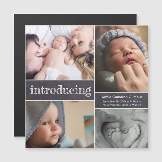 Introductie van Baby Chalkboard met aangepaste fot Magnetische Uitnodiging (Voorkant / Achterkant)