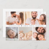 Introductie van Baby Custom Family Photo Collage B Aankondiging (Voorkant / Achterkant)