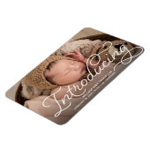 Introductie van Baby Foto Moderne Calligrafie Birt Magneet (Linkerzijde)