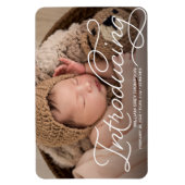 Introductie van Baby Foto Moderne Calligrafie Birt Magneet (Verticaal)