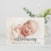 Introductie van Baby - Fotokaart voor geboorteaank Aankondiging (Staand voorkant)