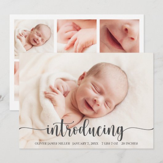 Introductie van Baby - Fotokaart voor geboorteaank Aankondiging (Voorkant / Achterkant)