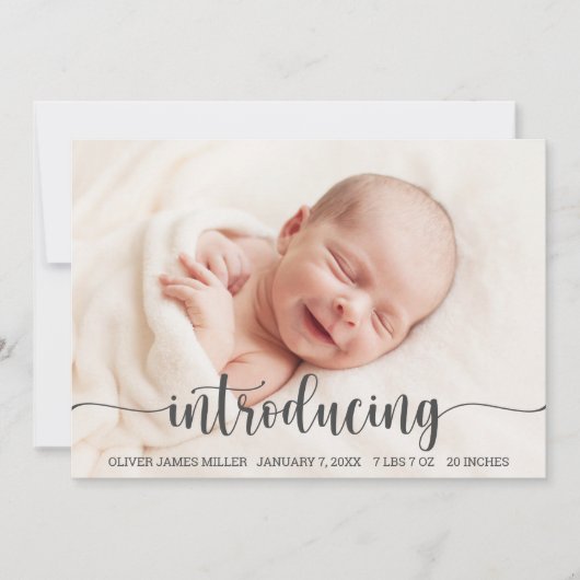 Introductie van Baby - Fotokaart voor geboorteaank Aankondiging (Voorkant)