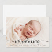 Introductie van Baby - Fotokaart voor geboorteaank Aankondiging (Voorkant / Achterkant)