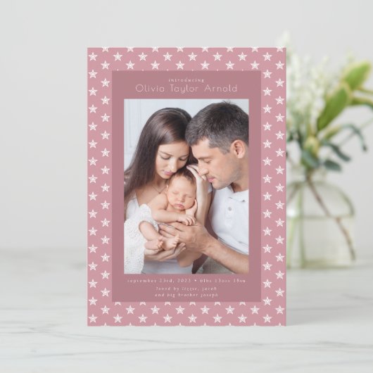 Introductie van Baby Fotoroze sterren Aankondiging (Staand voorkant)