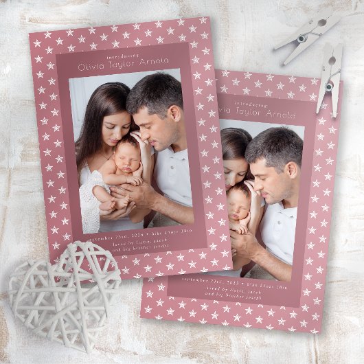 Introductie van Baby Fotoroze sterren Aankondiging