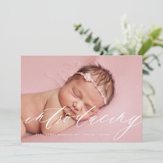 Introductie van Baby Geboorteaankondiging // Wit Aankondiging (Staand voorkant)