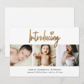 Introductie van Baby Gold Script Aangepaste foto's Aankondiging (Voorkant / Achterkant)