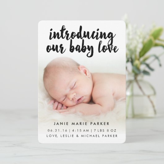 Introductie van Baby Love | Aankondiging van de ge (Staand voorkant)