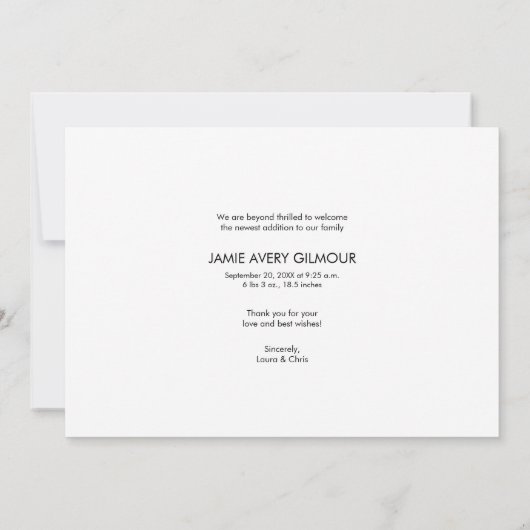 Introductie van Baby Photo Collage Modern Birth Bedankkaart (Achterkant)