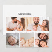 Introductie van Baby Photo Collage Modern Birth Bedankkaart (Voorkant / Achterkant)