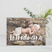 Introductie van Brush Script Photo Baby Aankondigi Aankondiging (Staand voorkant)
