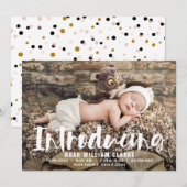 Introductie van Brush Script Photo Baby Aankondigi Aankondiging (Voorkant / Achterkant)