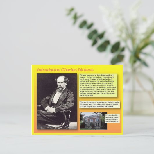 Introductie van Charles Dickens Briefkaart (Staand voorkant)