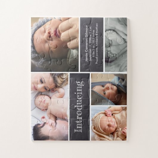 Introductie van de aankondiging van de geboorte va legpuzzel (Verticaal)