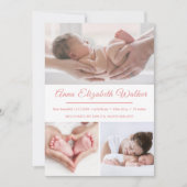 Introductie van de baby Baby Girl Birth Stats 3 Fo Aankondiging (Voorkant)